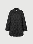 Black quilted hooded jacket with pattern