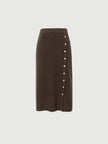 Women's Winter Brown Straight Fit Cashmere Knit Skirt