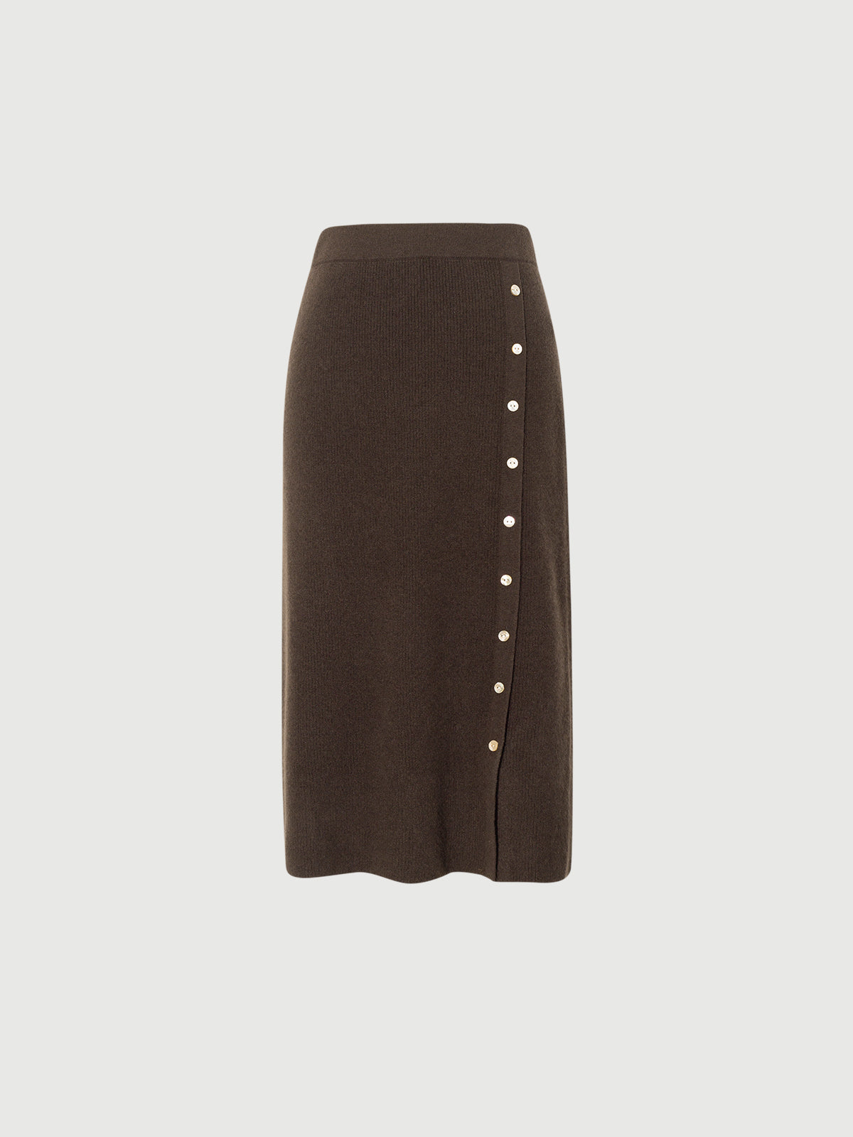Women's Winter Brown Straight Fit Cashmere Knit Skirt