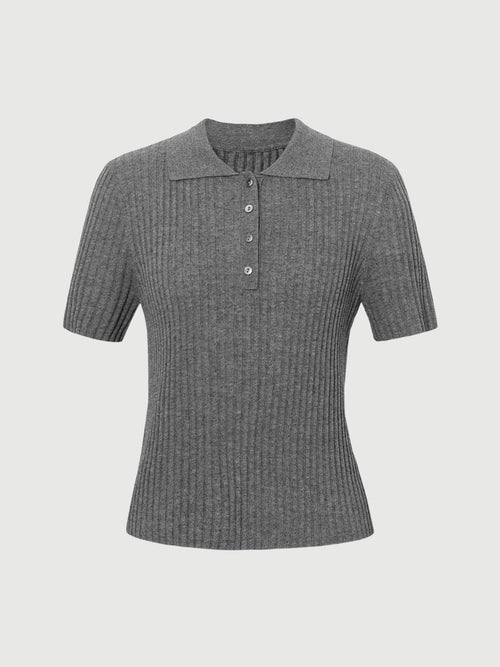 Load image 1 in gallery view. Polo Ribbed Knit Top