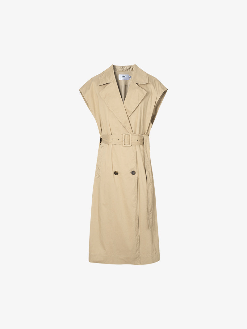 Trench-coat beige à manches courtes