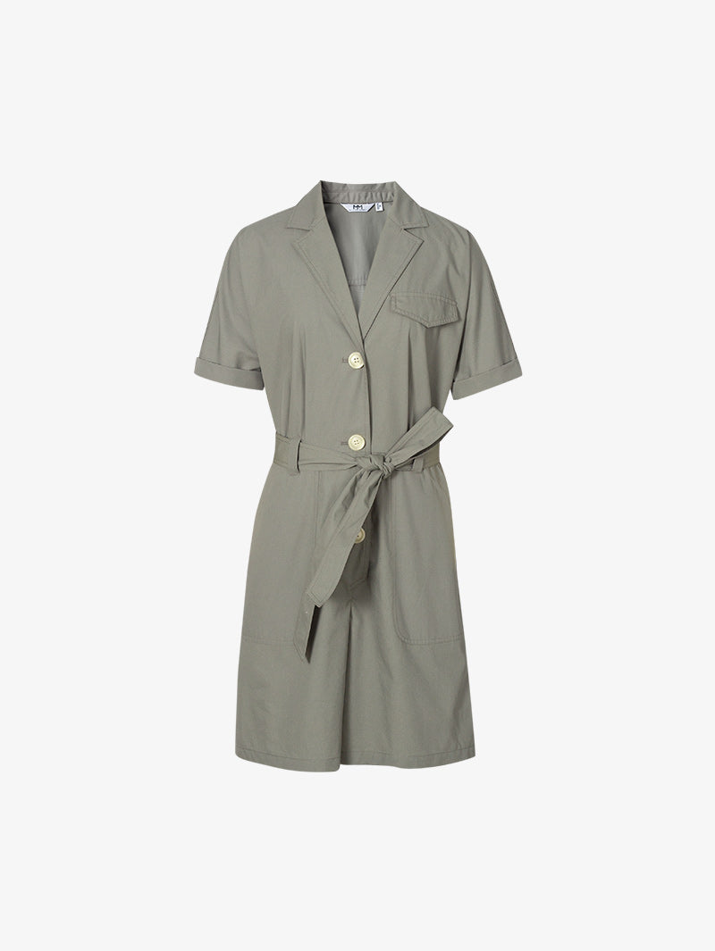 Women's Short Sleeve Belted Short Jumpsuits