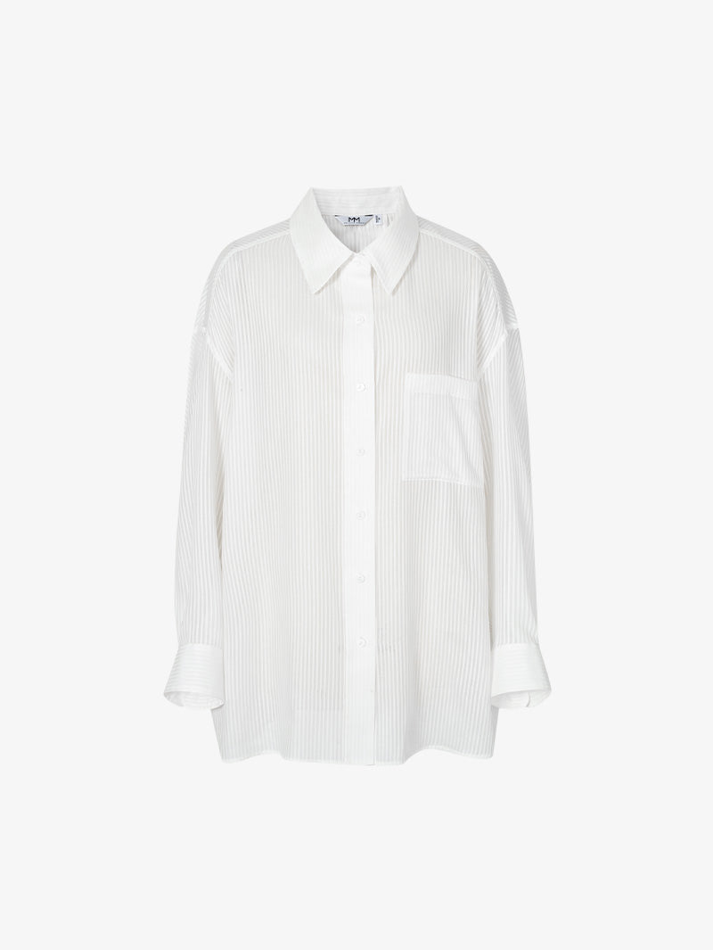 Women's White Pinstripe Long Sleeves Shirt