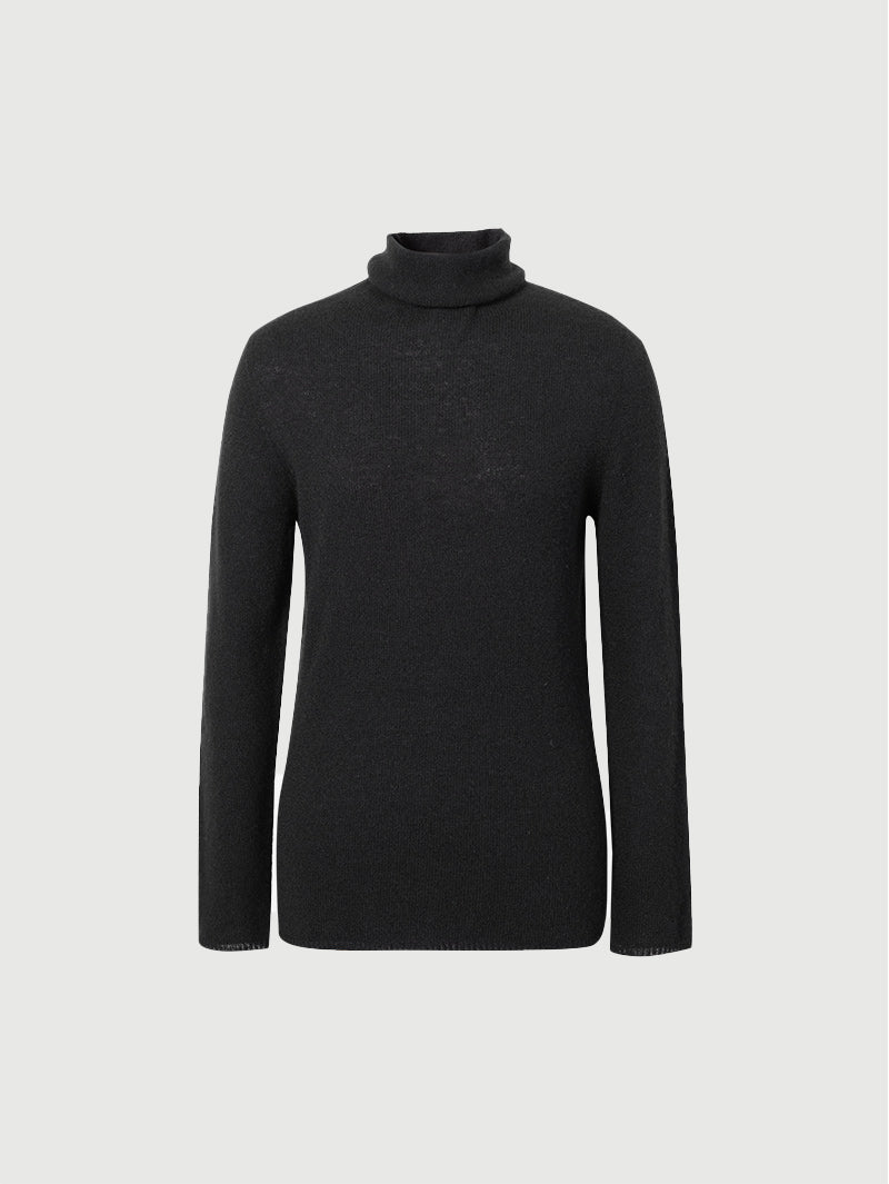 Black cashmere turtleneck sweater