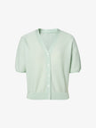 Women's Mint Green V Neck Short Sleeves Lyocell Knit Top