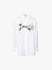 Women's White Classic Collar Pattern Long Sleeeve Shirt