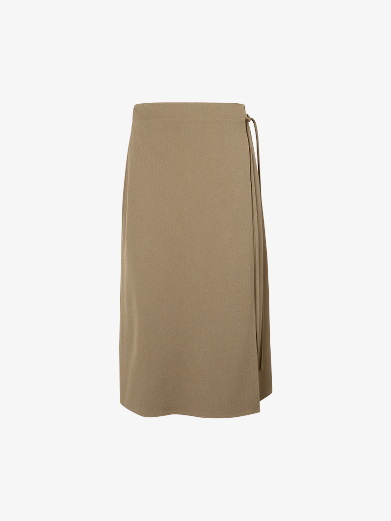 Women's Light Coffee Hight Waist A-Line Mid Length Skirt