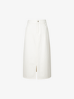 Women's White High Waist Straight Fit Cotton Middle Length Skirt