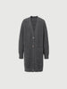 Dark gray sheepskin cardigan with puffed sleeves and V-neck