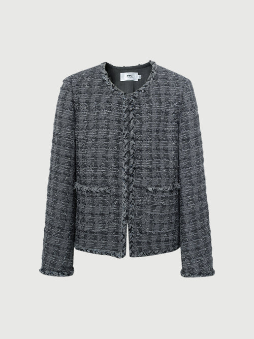 Carica immagine 1 in visualizzazione galleria. Wool Blend Trim Tweed Jacket