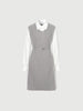 Women's Gray Whit Floral Classic Collar Long Sleeve Belted Splicing Dress