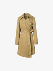 Women's Khaki Lapel Double Breasted Trench Coat with Belt