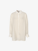 Women's Off-White Pinstripe Shirt Collar Smooth Lyocell Shirt