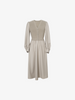 Women's Spring Light Coffee Sheep Wool Knit V Neck Vest Long Sleeves Dress