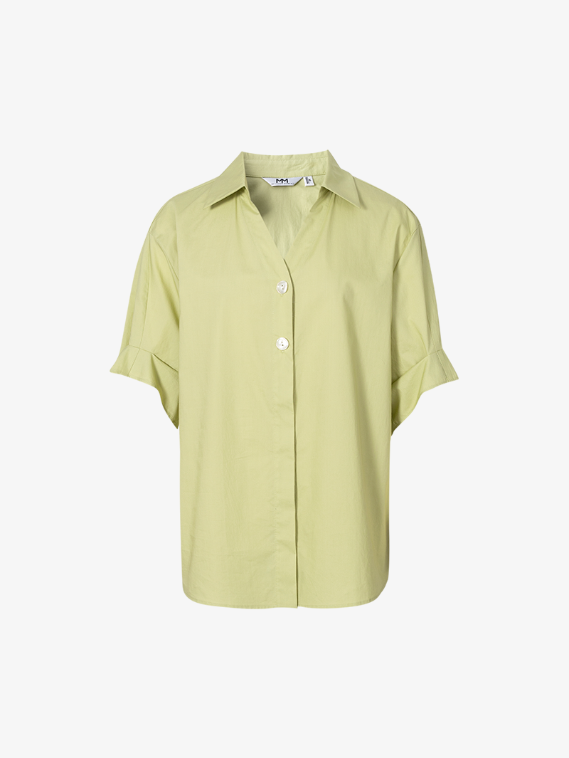 Women's Green Polo V Neck Short Sleeves 100% High Quality Cotton Shirt