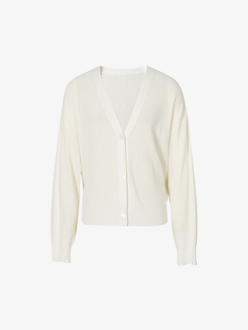 Women's Original White V Neck Long Sleeves Summer Cardigan