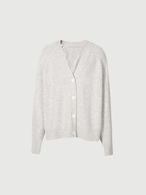Carica immagine 1 in visualizzazione galleria. Women's Gray V Neck Drop Shoulder Knit Cardigan