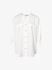 Women's White Round Neck Quarter Sleeve Blouse