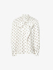 Women's Polka Dots Puff Sleeve Silk Blouse