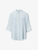 Women's Light Blue Classic Collar Long Sleeve Silk Shirt