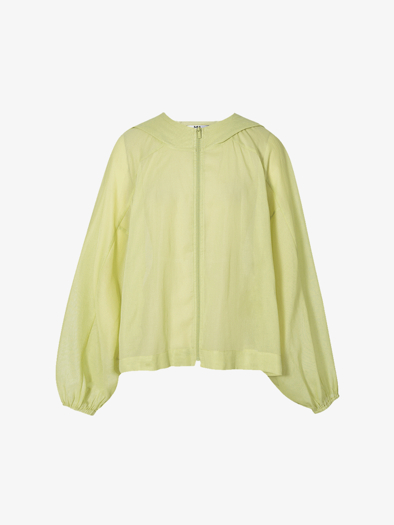 Women's Mustard Yellow Lantern Sleeves 100% Cotton Hoodie Jacket