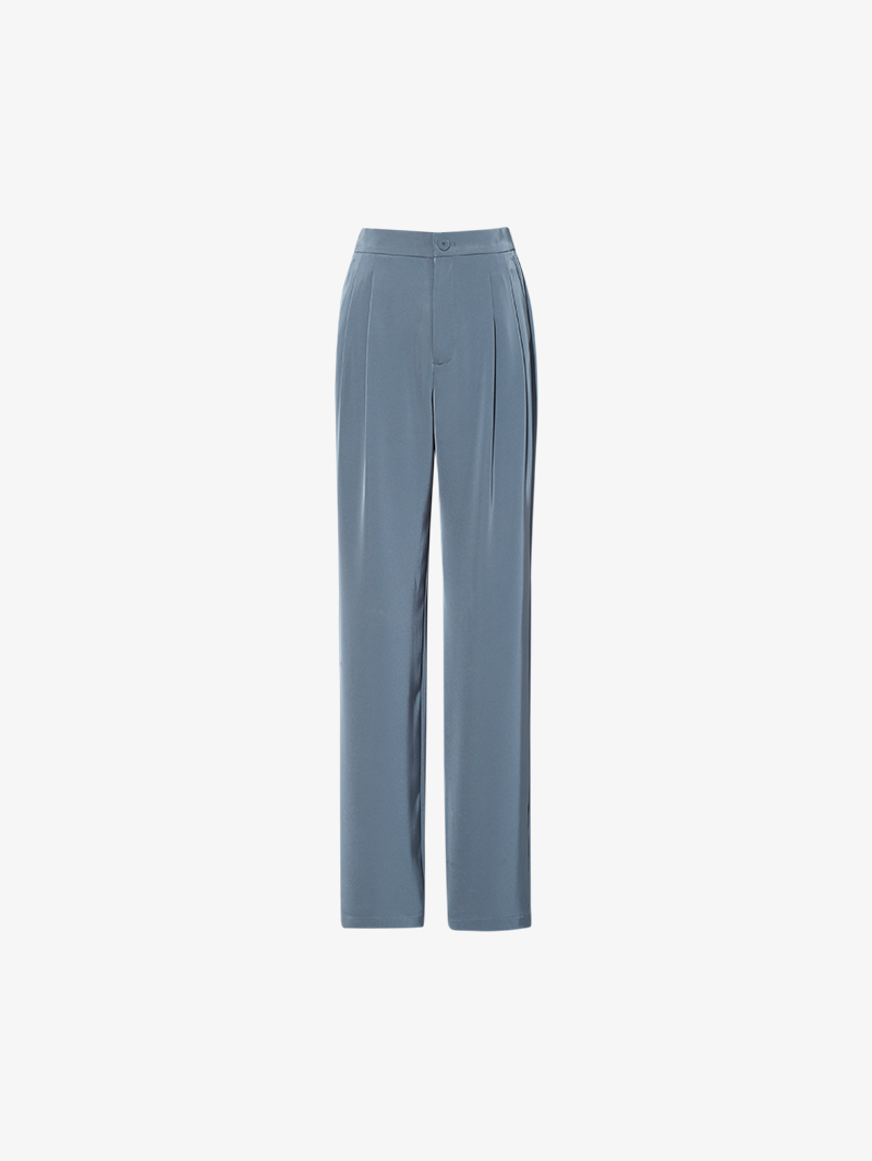 Women's Deep Blue Straight Fit Elastic Waist Trousers