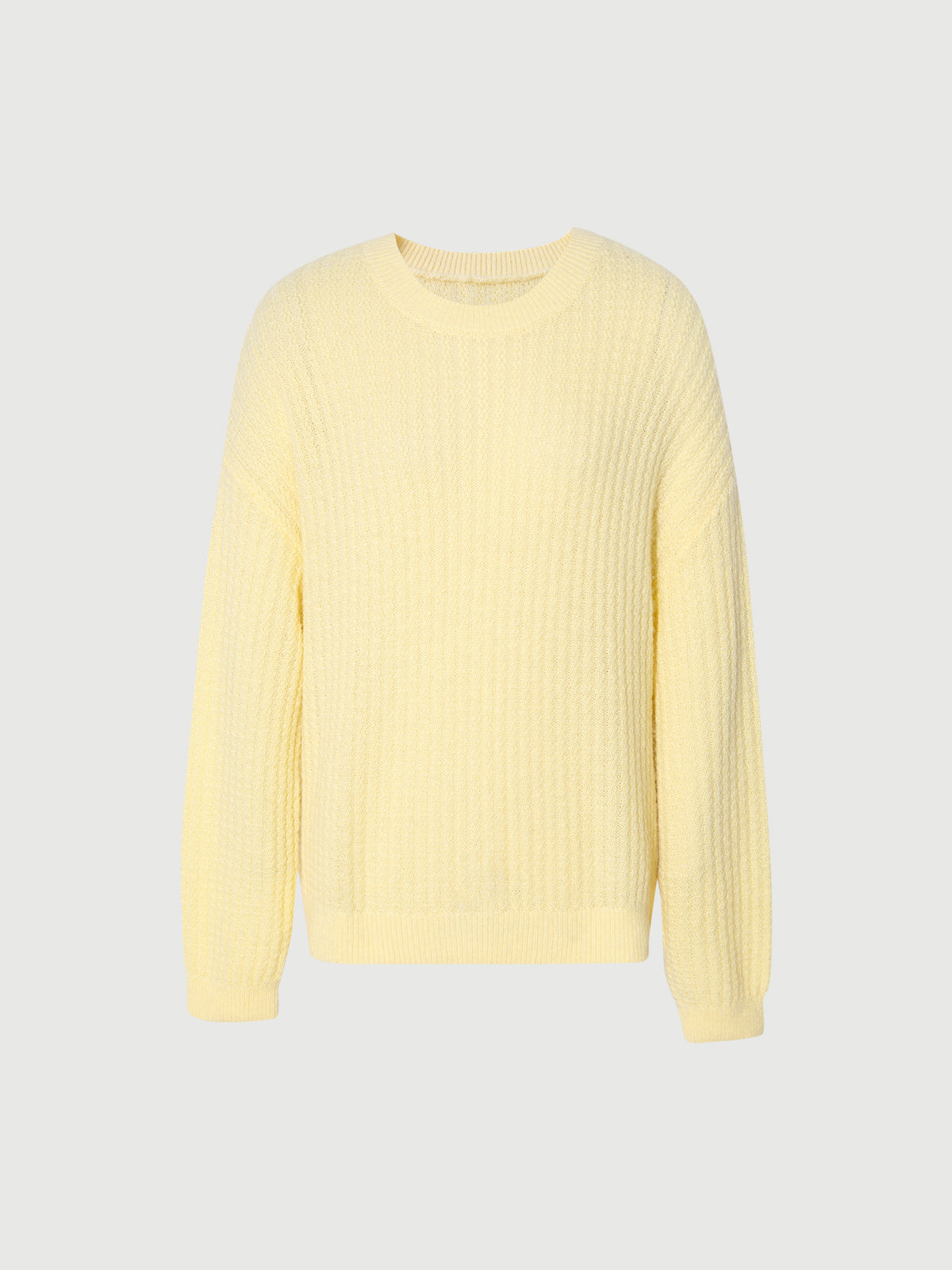 Women's Light Yellow Long Sleeve Wool Pullover Sweater