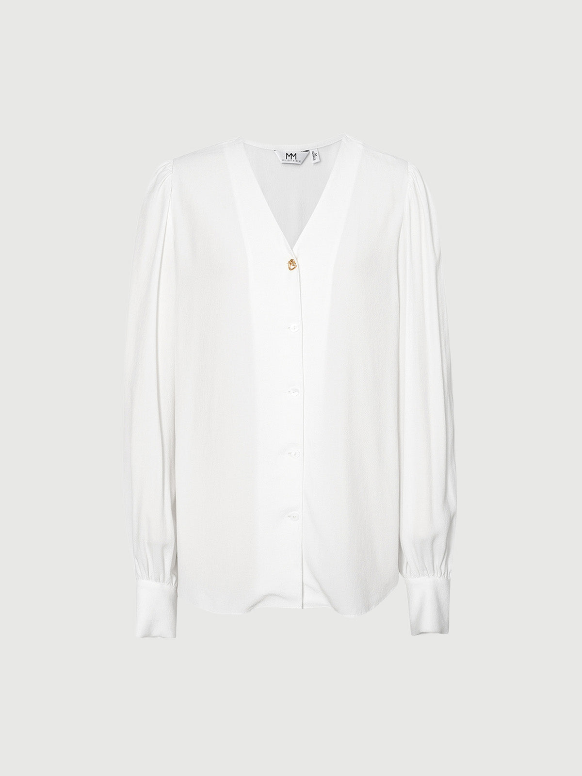 Women's White V Neck Long Sleeves Shirt