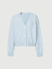 Women's Light Blue V Neck Rib Wool Knit Cardigan
