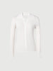 Women's Original White Polo Neck Long Sleeves Lyocell Triacetate Rib Pattern Knitwear