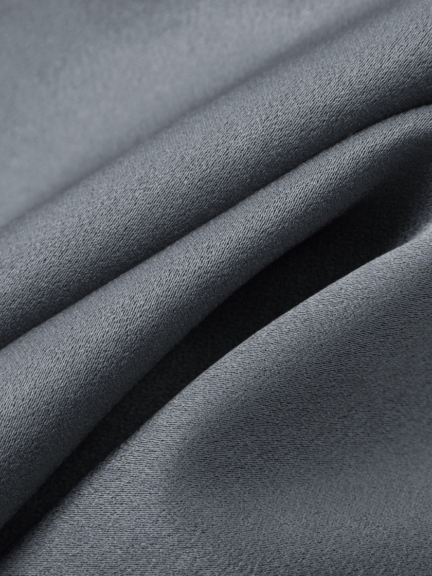 Women's Grey Tie Neck Long Sleeves Belted Dress