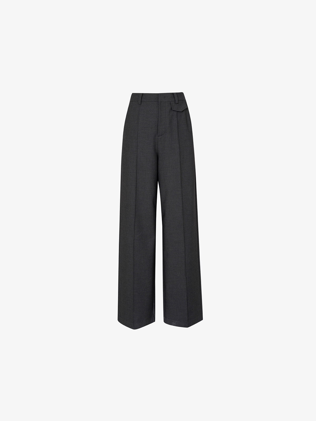 Pantalon droit noir en laine