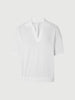 Women's White Polo V Neck Short Sleeve Knitwear Top
