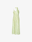 Women's Floral Light Green V Neck Smooth Acetate Slip Dress
