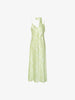 Women's Floral Light Green V Neck Smooth Acetate Slip Dress