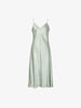 Women's Light Green V Neck Smooth 100% Acetate Slip Dress