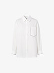 Women's White Collar Long Sleeve Cotton Triacetate Shirt