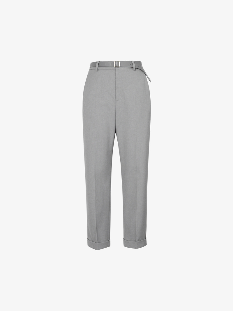Women's Light Gray Small Leg Wool Trousers