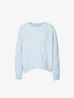 Women's Light Blue Round Neck Long Sleeves Pattern Wool Sweater 5E9133031