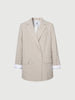 Camel gray blazer with notched collar, loose fit and double breasted