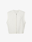 Women's White Sleeveless Wool Rib Vest Knitwear 5EA334241