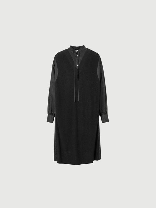 Load image 1 in gallery view. Black dress with classic collar