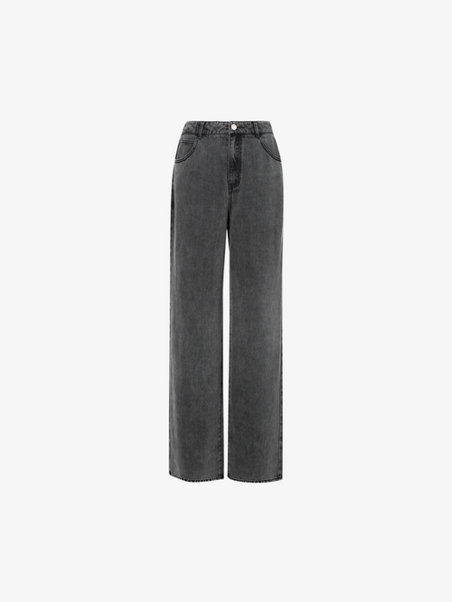 Load image 1 in gallery view. Women's Gray Wide Leg Jeans Pants
