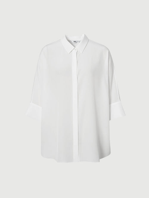 Load image 1 in gallery view. 100% Mulberry Silk Relaxed-Fit Drop-Shoulder Lapel Three-Quarter Sleeve Shirt