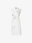 Women's Original White Classic Collar Sleeveless H Shape Floral Pattern Dress