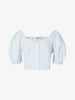 Women's Ice Point Blue Square Neck Puff Sleeves 100% Cotton Short Blouse Shirt 5E5222691