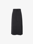 Women's Winter Dark Gray Straight Fit Elastic Waist Wool Skirt