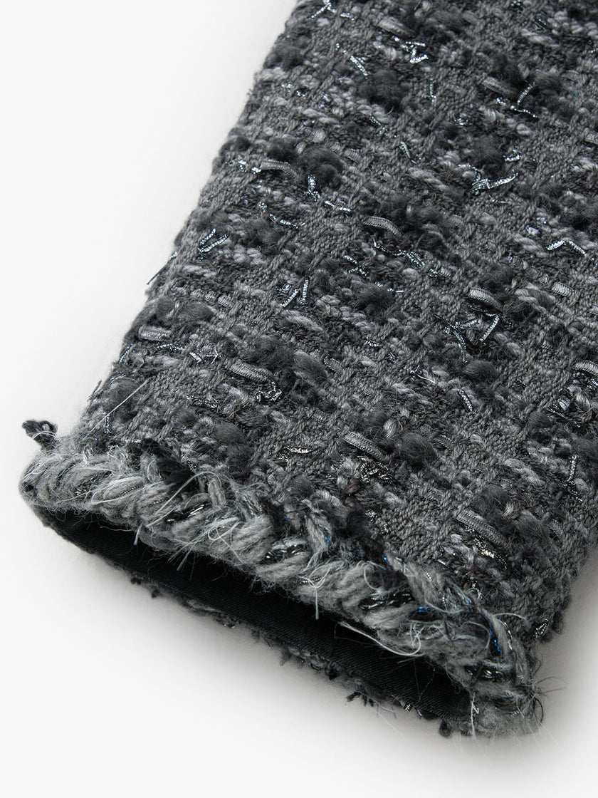 Wool Blend Trim Tweed Jacket