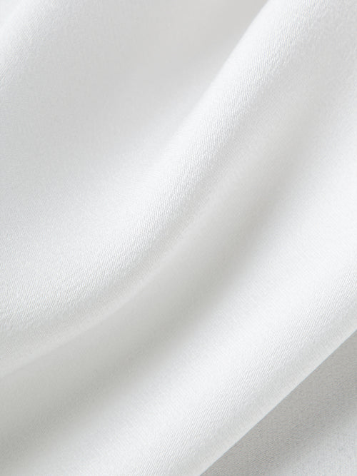 Charger l'image 1 dans la galerie. Women's Plain White Tie Neck Long Sleeves Smooth Acetate Shirt