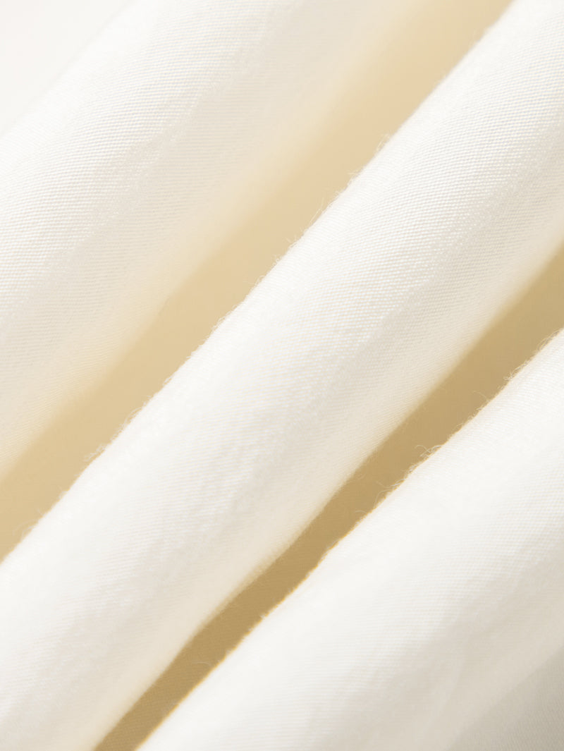 Women's Light Beige Square Neck Puff Sleeves Pleated Fabric Dress